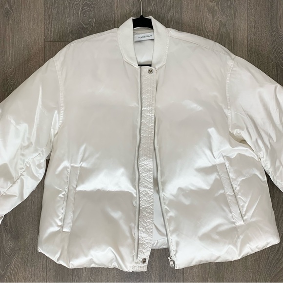 Madeinam Jill Bomber Puffer Jacket Winter Coat Oversized Satin Shine white XS - Picture 7 of 16